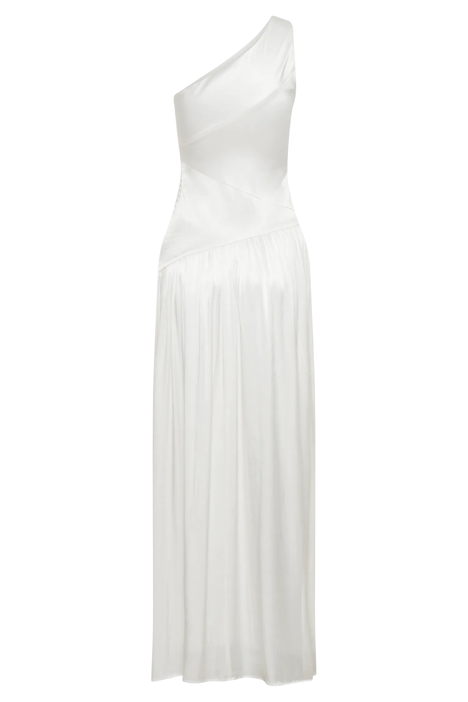 Jenna One Shoulder Pleated Maxi Dress - Ivory