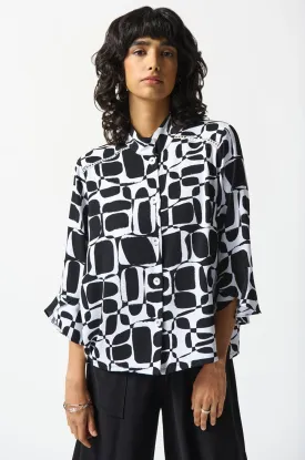 Joseph Ribkoff - Woven Geometric Print Trapeze Blouse