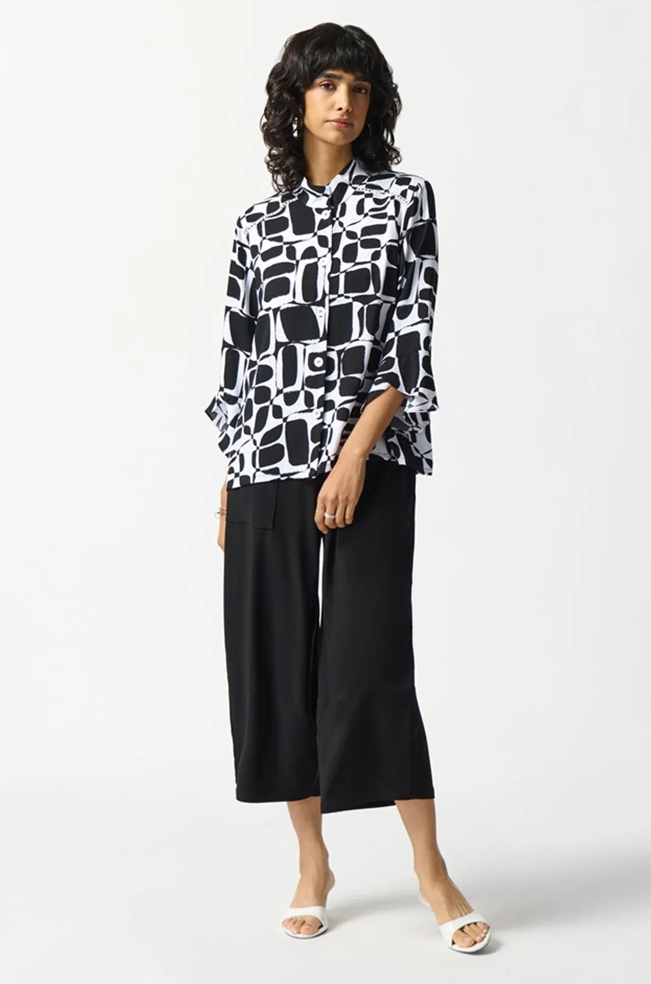 Joseph Ribkoff - Woven Geometric Print Trapeze Blouse