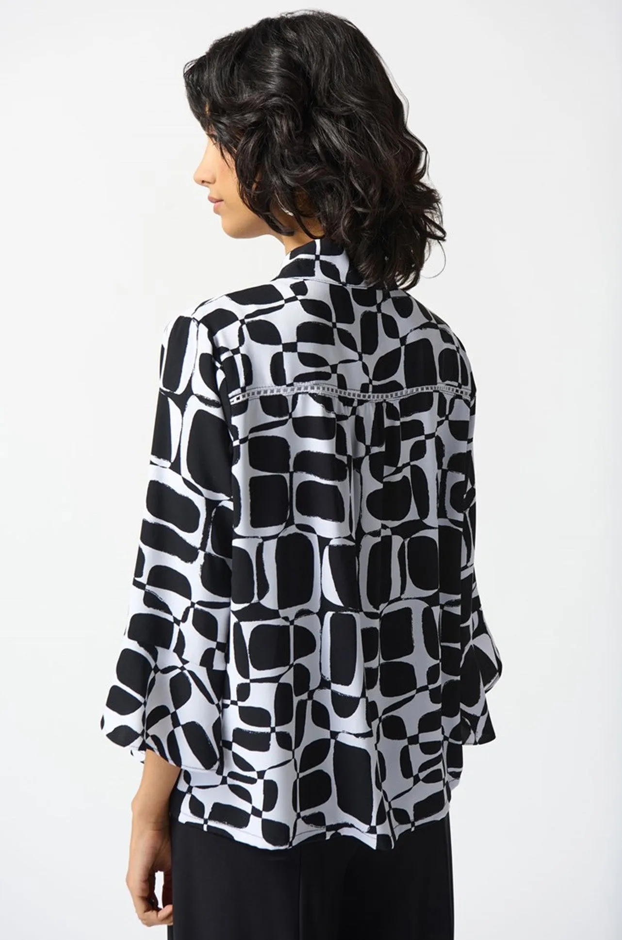 Joseph Ribkoff - Woven Geometric Print Trapeze Blouse