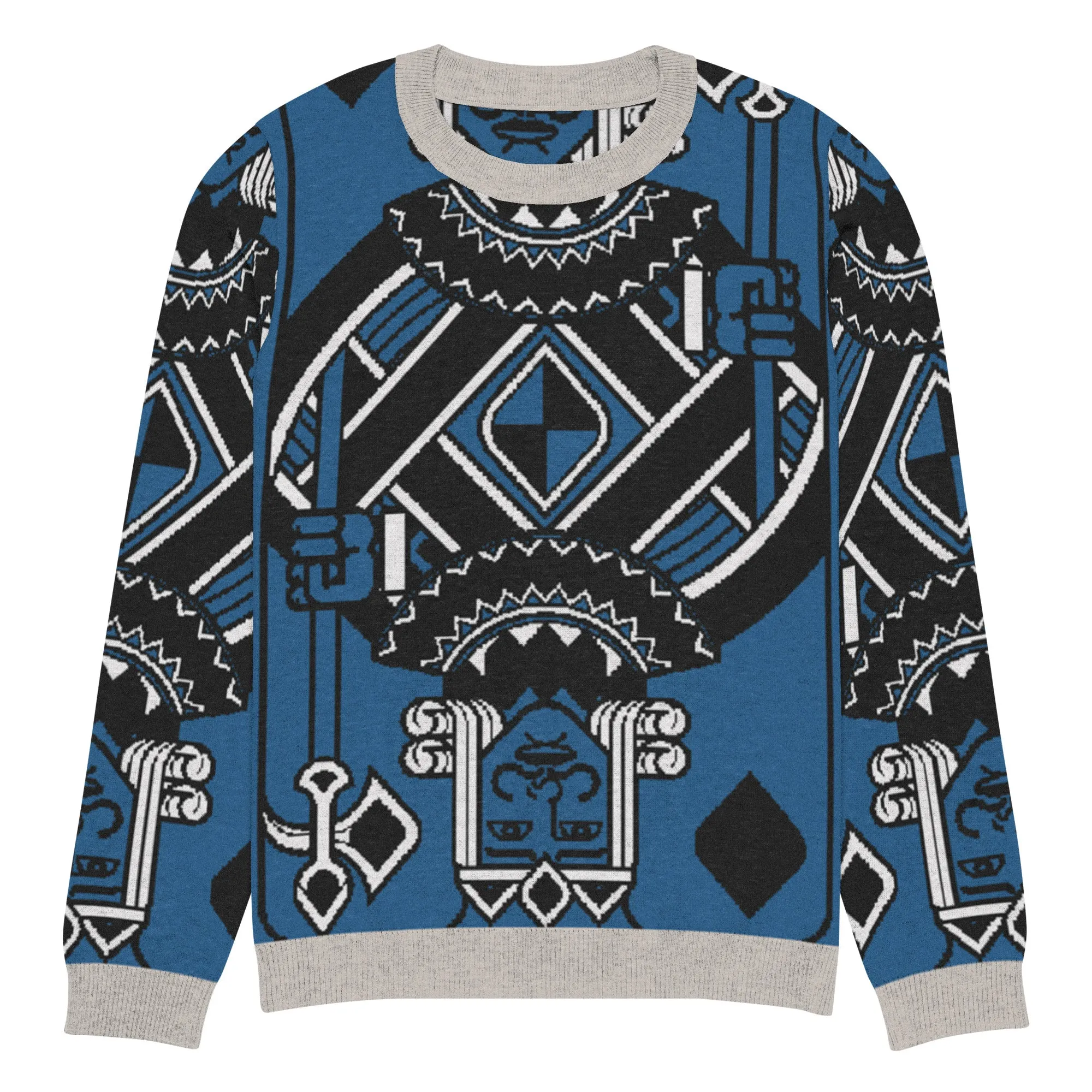 King of Diamonds in Blue Knitted Crewneck Sweater