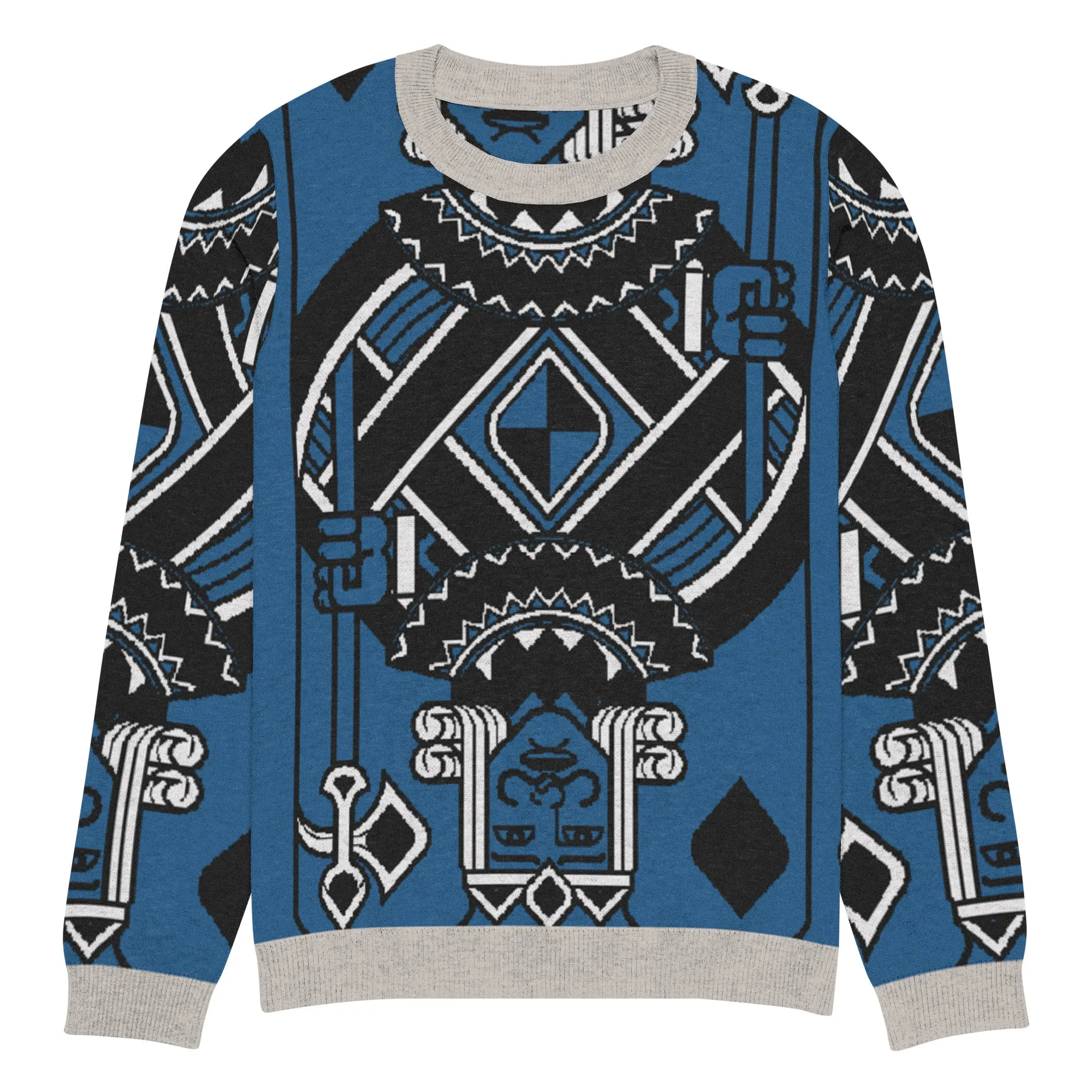 King of Diamonds in Blue Knitted Crewneck Sweater