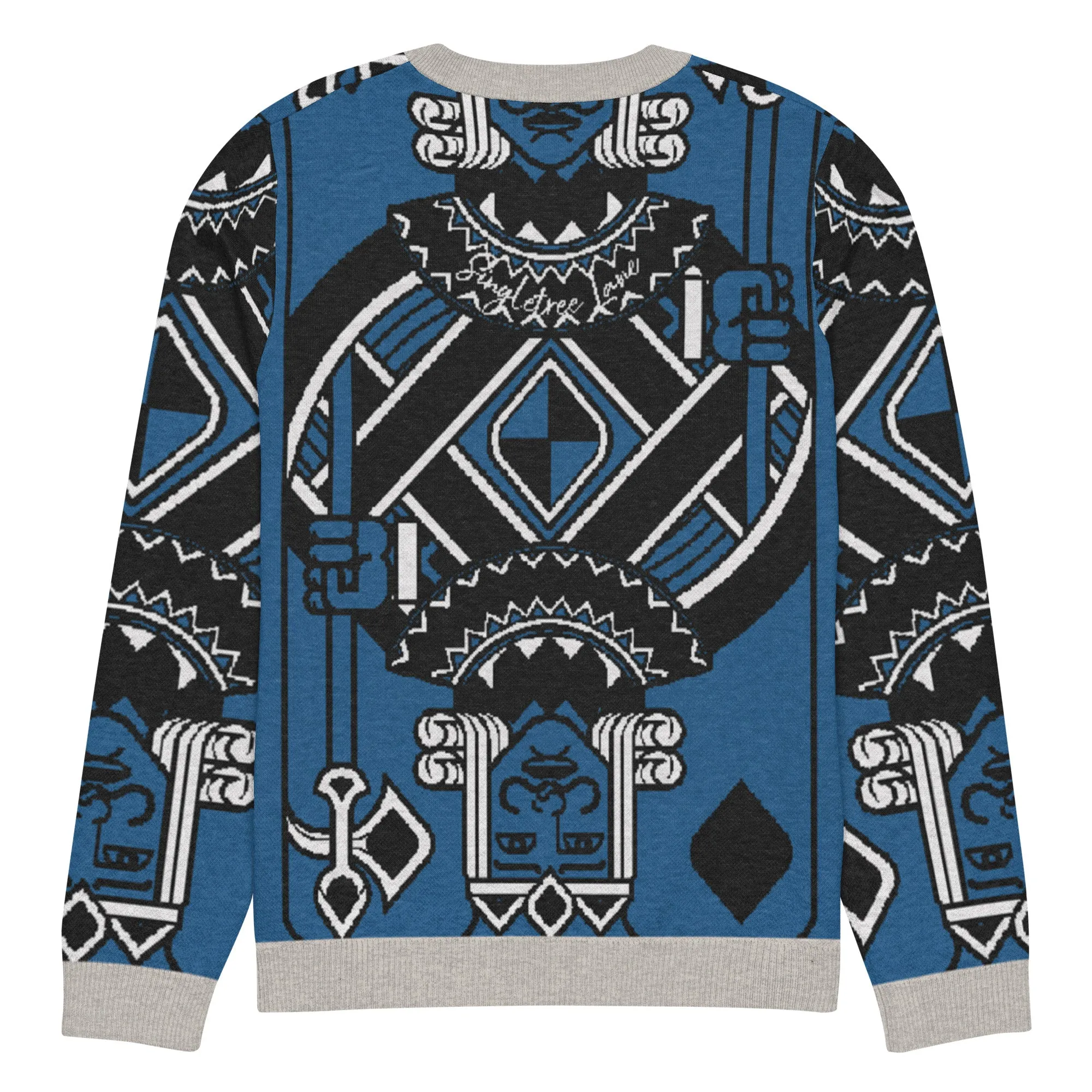 King of Diamonds in Blue Knitted Crewneck Sweater