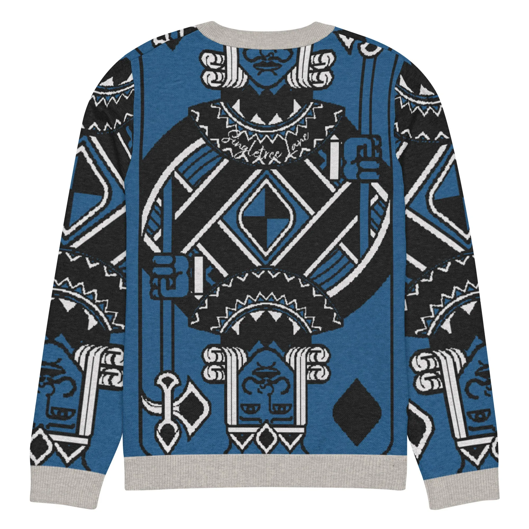 King of Diamonds in Blue Knitted Crewneck Sweater