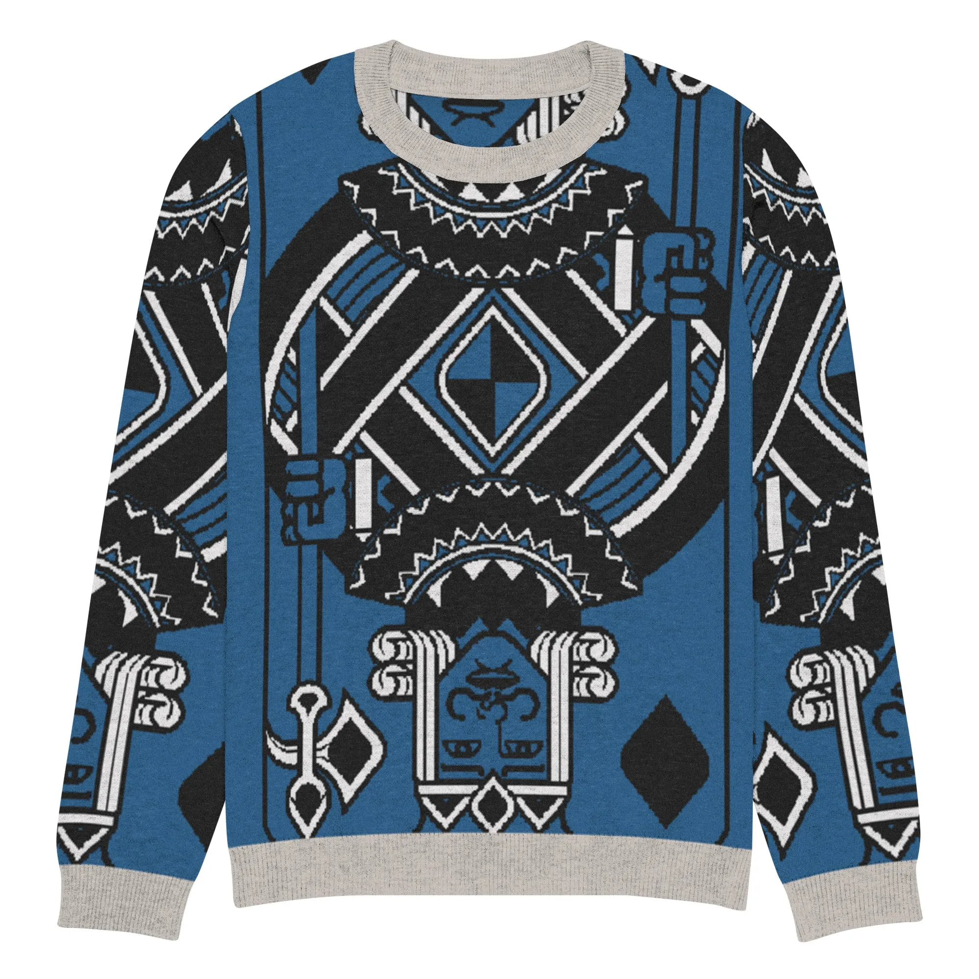 King of Diamonds in Blue Knitted Crewneck Sweater