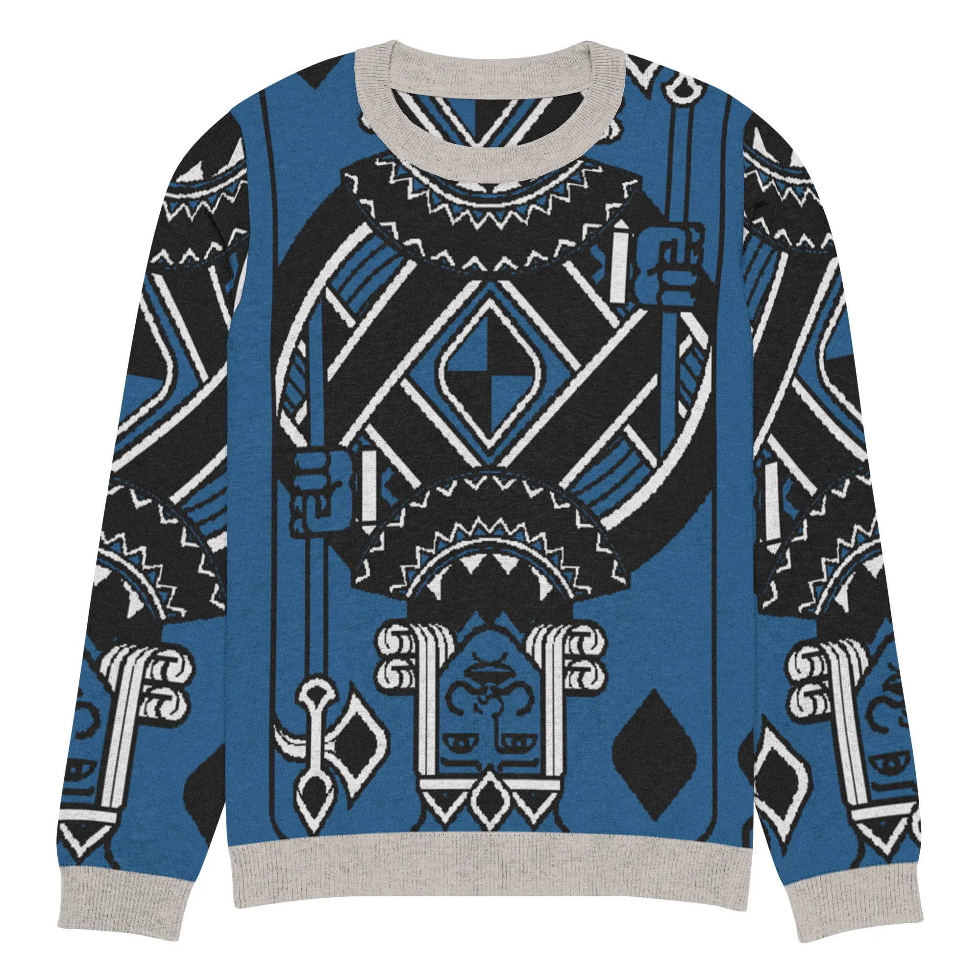 King of Diamonds in Blue Knitted Crewneck Sweater