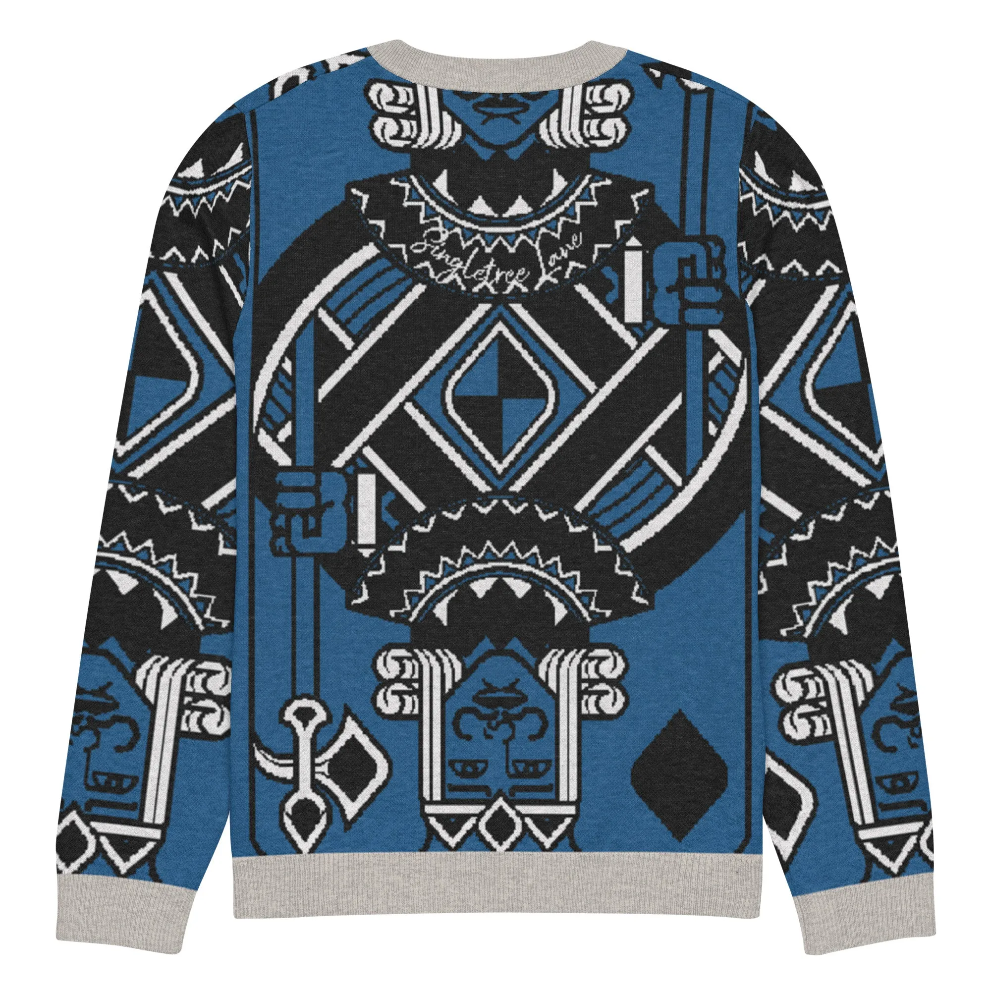 King of Diamonds in Blue Knitted Crewneck Sweater