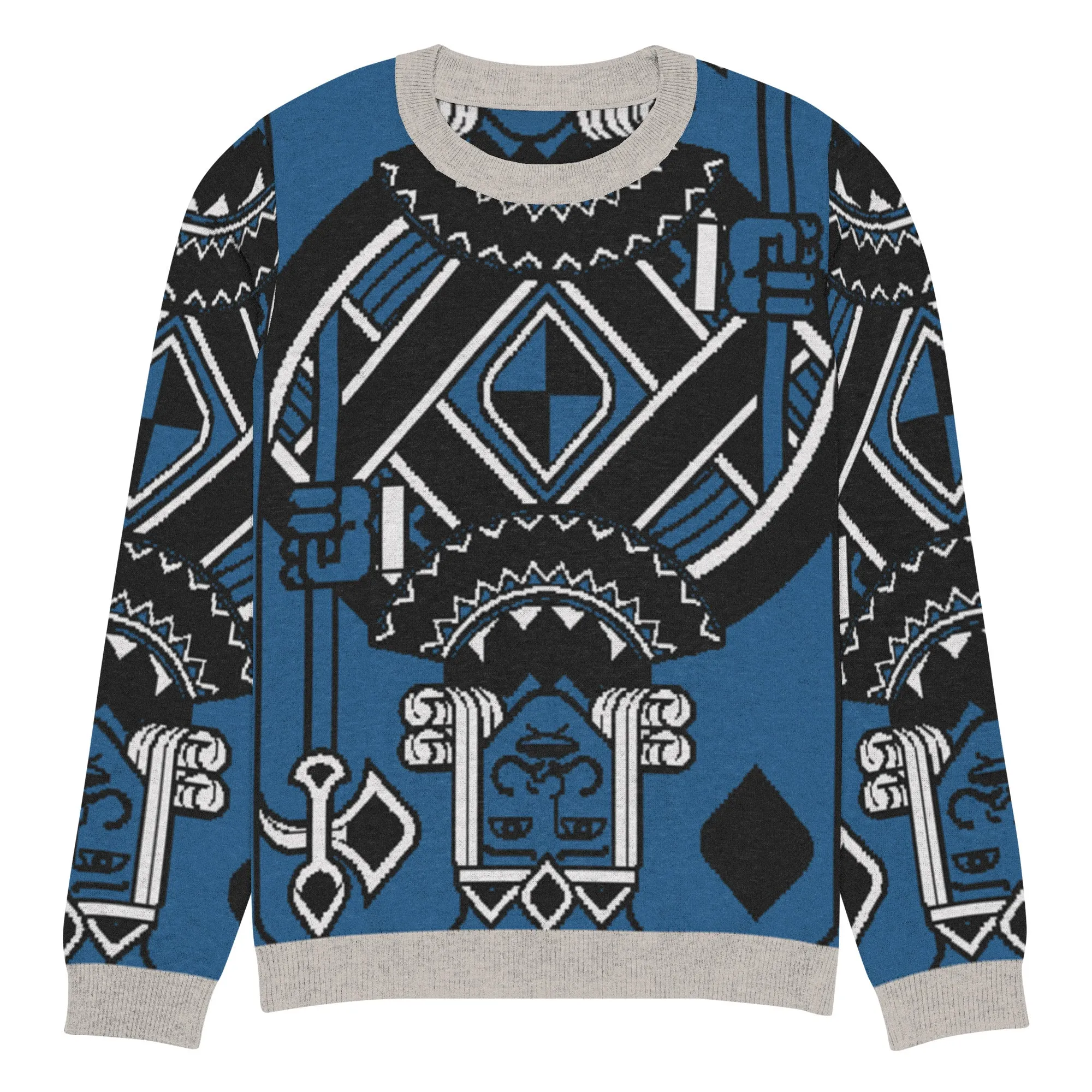 King of Diamonds in Blue Knitted Crewneck Sweater