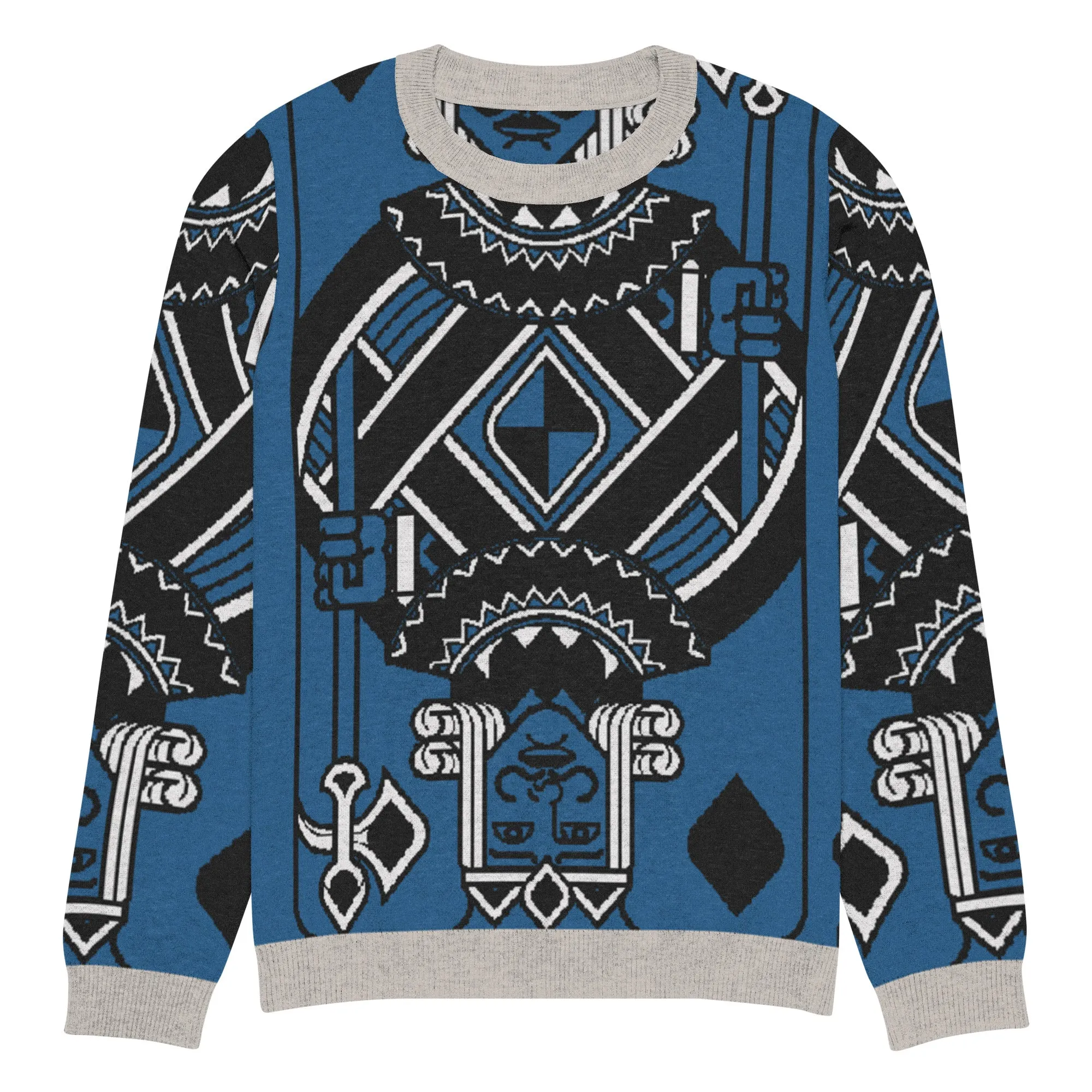 King of Diamonds in Blue Knitted Crewneck Sweater