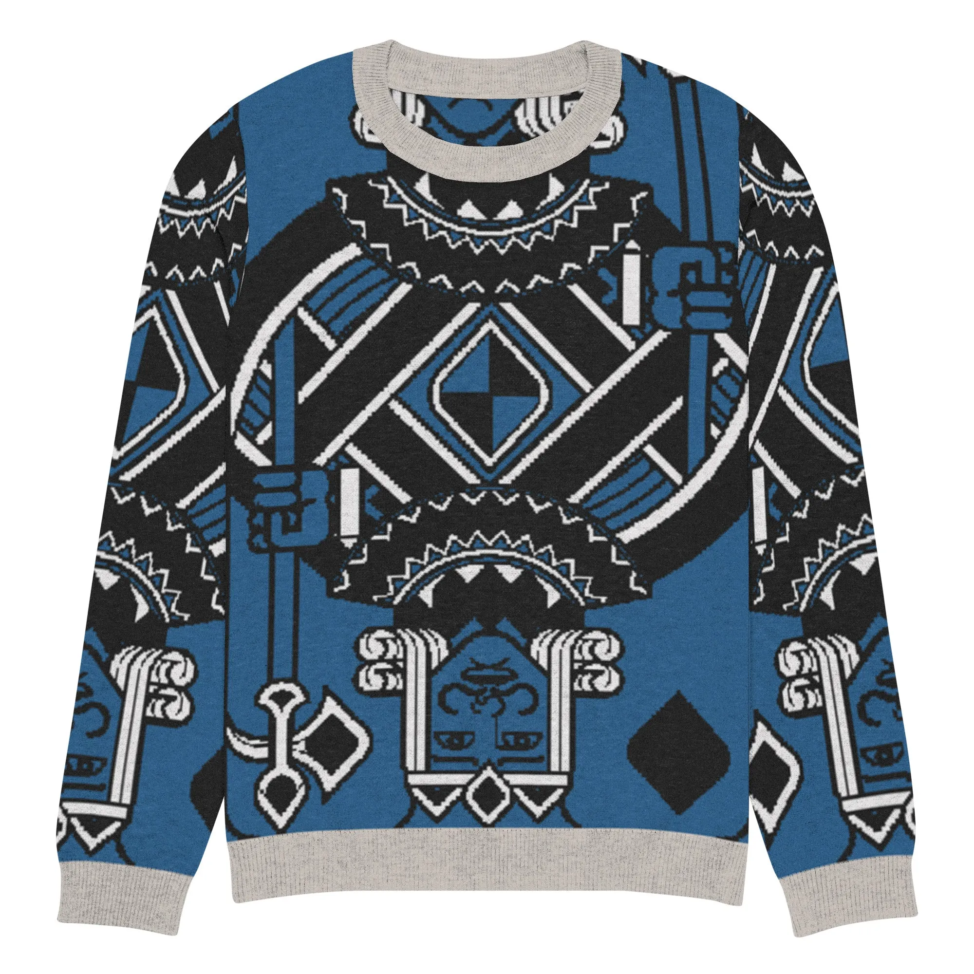 King of Diamonds in Blue Knitted Crewneck Sweater