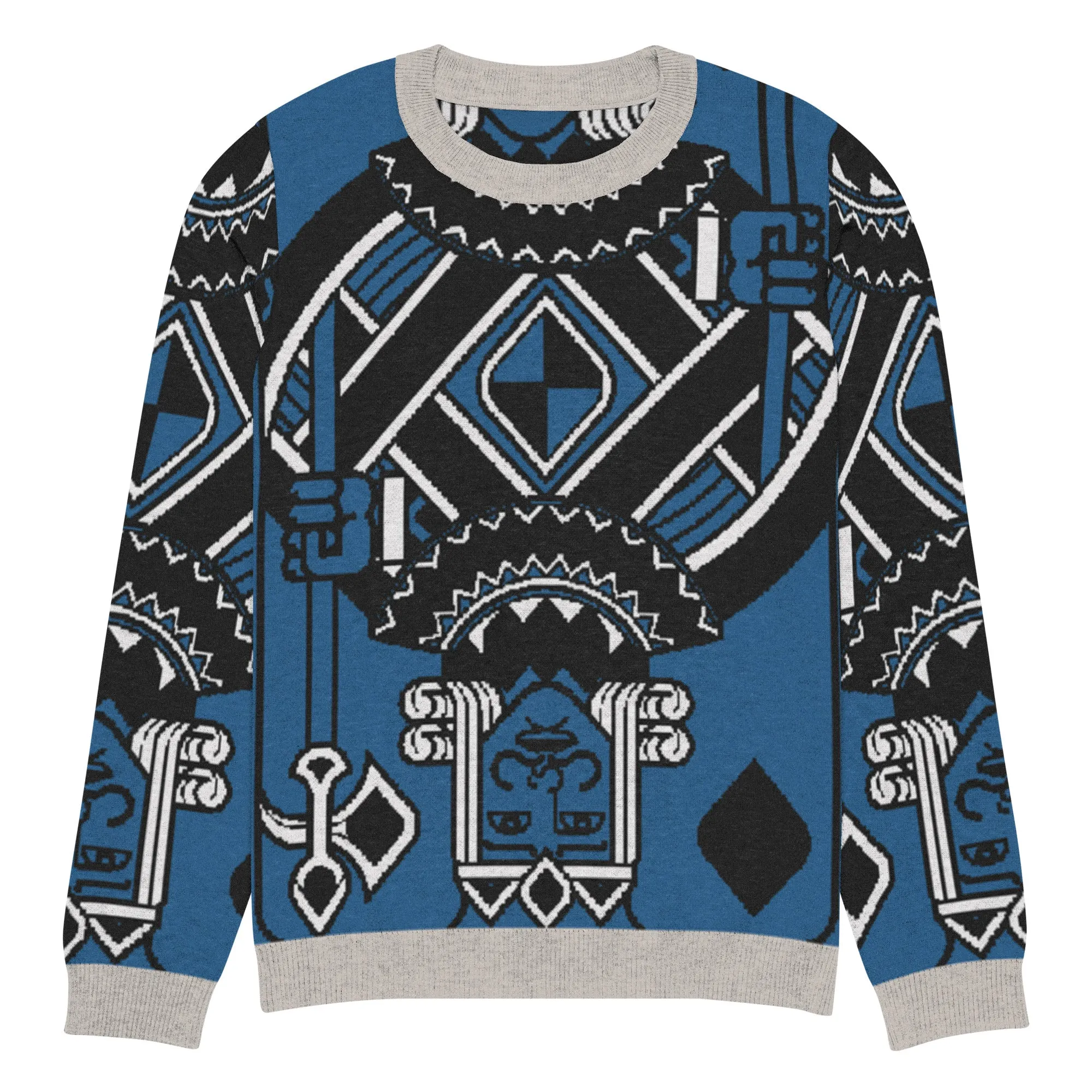 King of Diamonds in Blue Knitted Crewneck Sweater