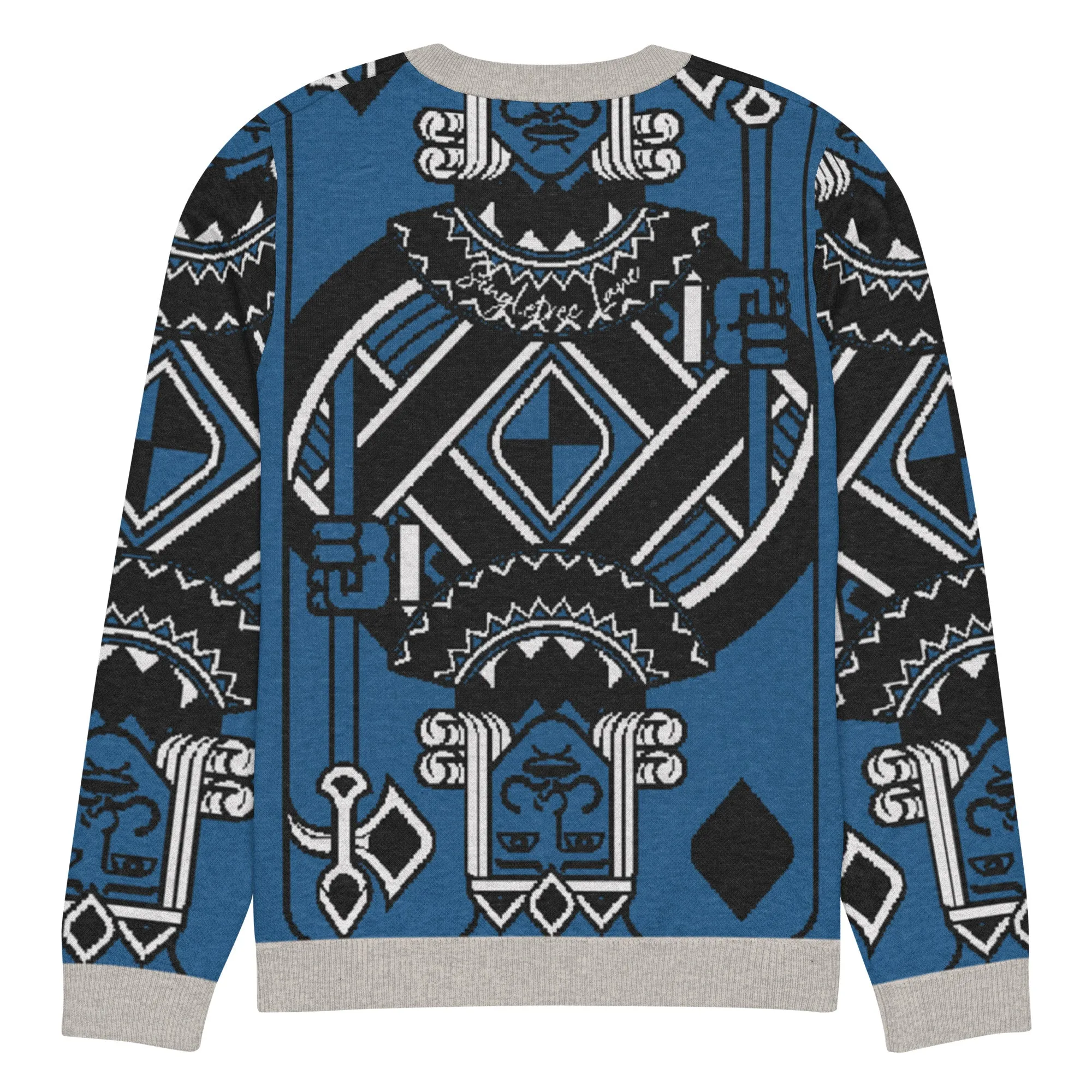 King of Diamonds in Blue Knitted Crewneck Sweater