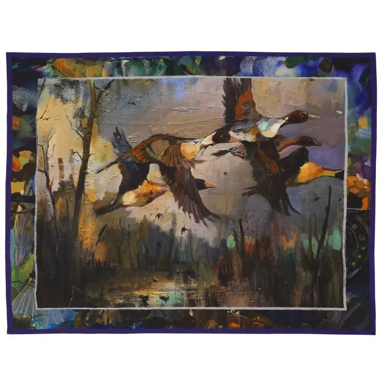 Laksen Pintail Ladies Silk Scarf - Ducks in Flight - 135 x 87cm