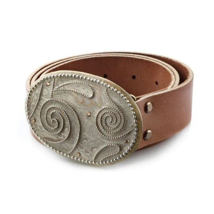 Leather Belt With Decorative Buckle