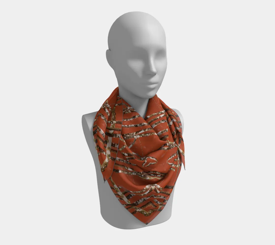 Lichen Logs Red Square Scarf