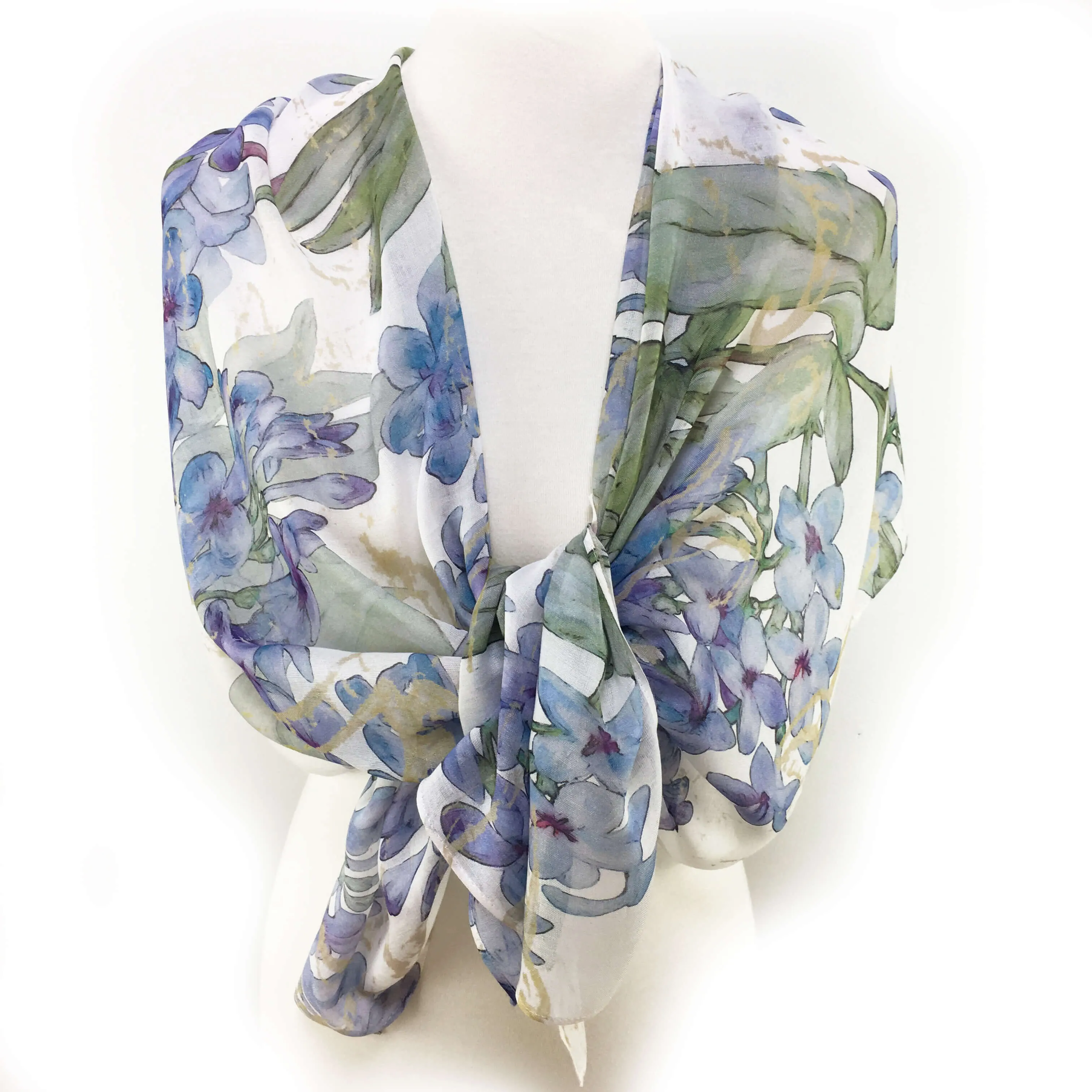 Lilacs on White Scarf - Silk Modal