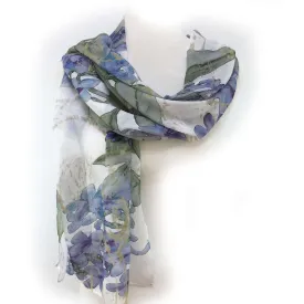 Lilacs on White Scarf - Silk Modal