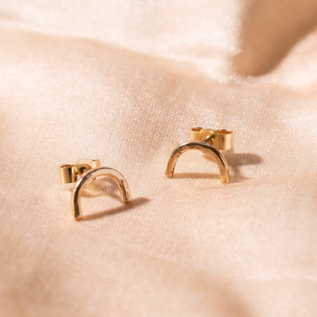 Little Arch Recycled Gold Stud Earrings by Studio Adorn