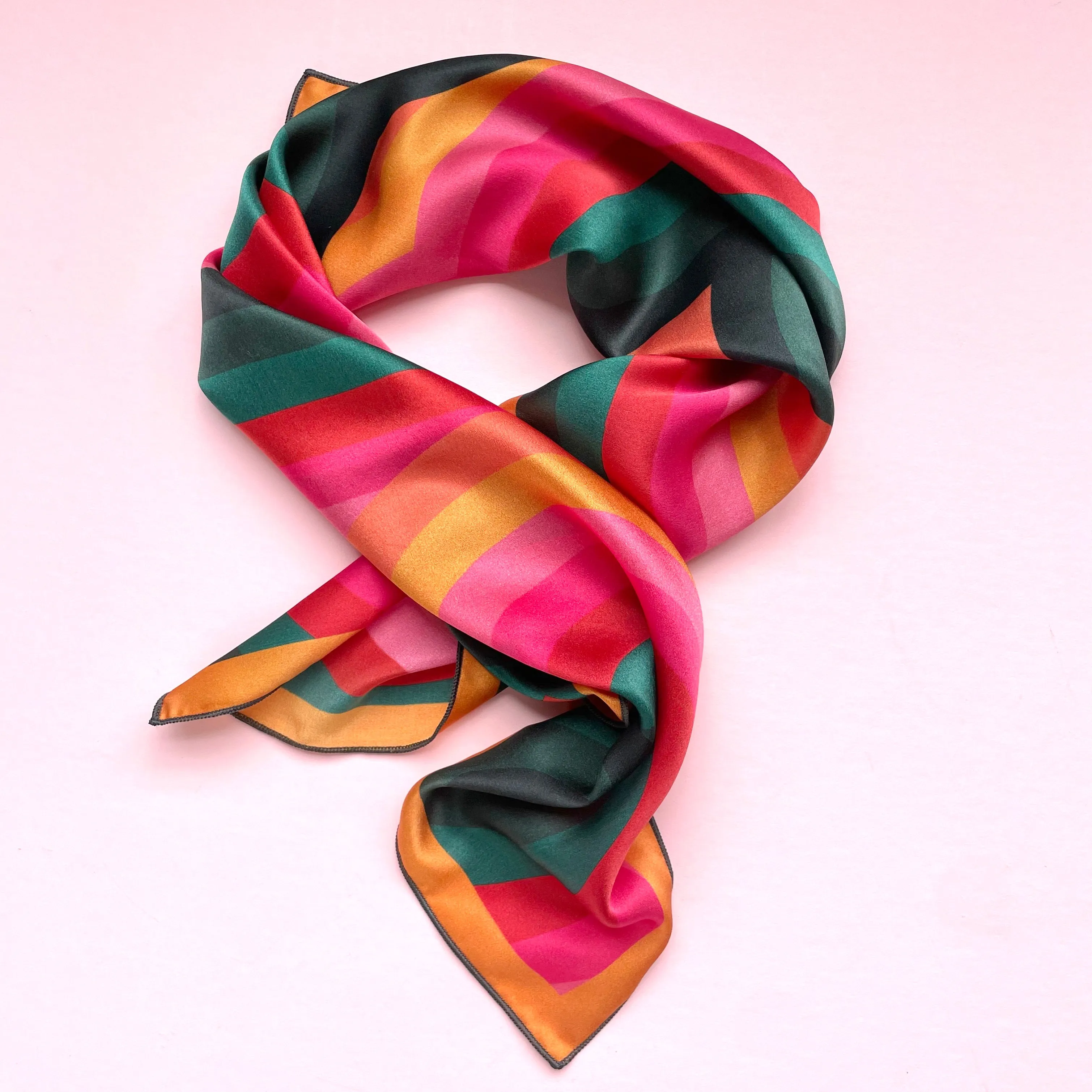 Lolly - colorful geometric retro square silk charmeuse scarf