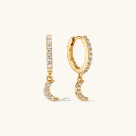 Luna Moon Hoop Earrings Gold