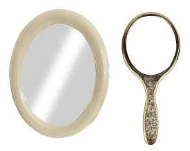 MAJIK Oval Shape Bathroom Mirror with Compact Mirror with Handle for Home and Parlor Use (Multicolor, Medium) Pack of 1