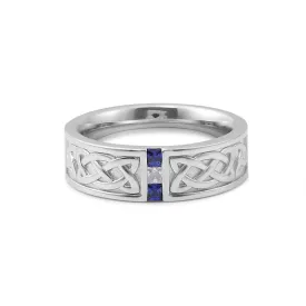 Men's 10K White Gold Sapphire Wedding Band