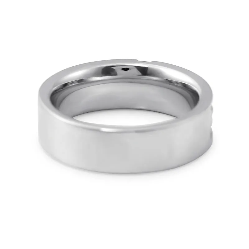 Men's 10K White Gold Sapphire Wedding Band