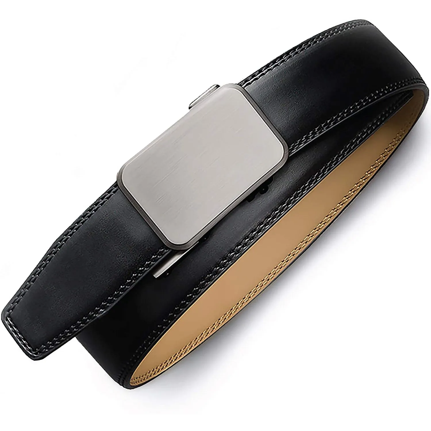 Mens Premium Leather Ratchet  Belt | 1.5” Wide | Dimensional- Deep Charcoal