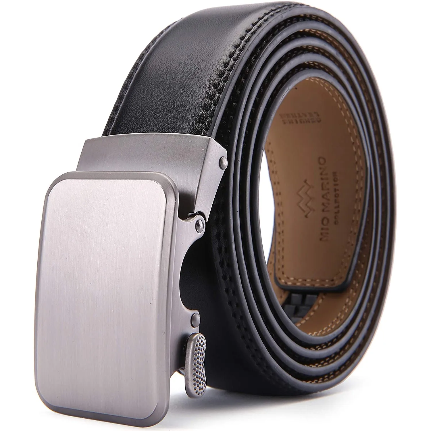 Mens Premium Leather Ratchet  Belt | 1.5” Wide | Dimensional- Deep Charcoal