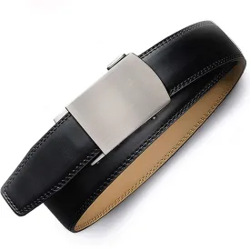 Mens Premium Leather Ratchet  Belt | 1.5” Wide | Loop - Deep Charcoal