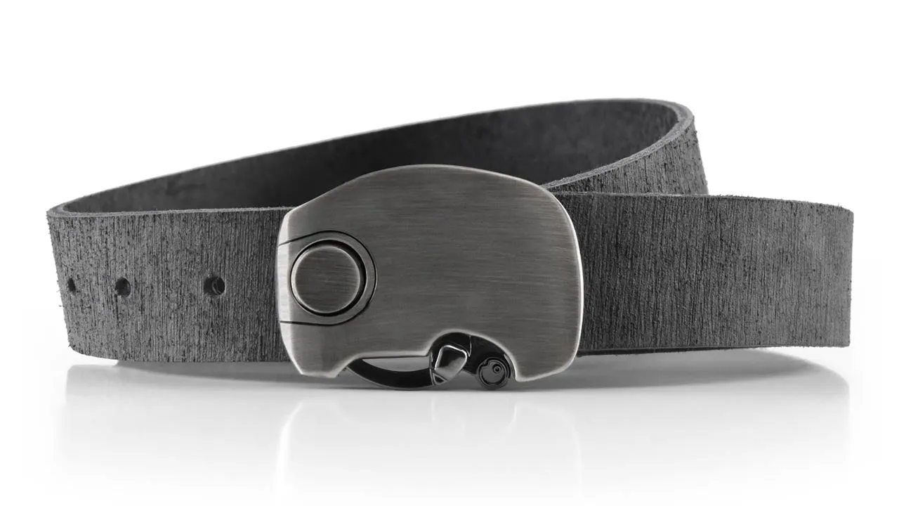 Micron Buckle on Leather Dress Belt