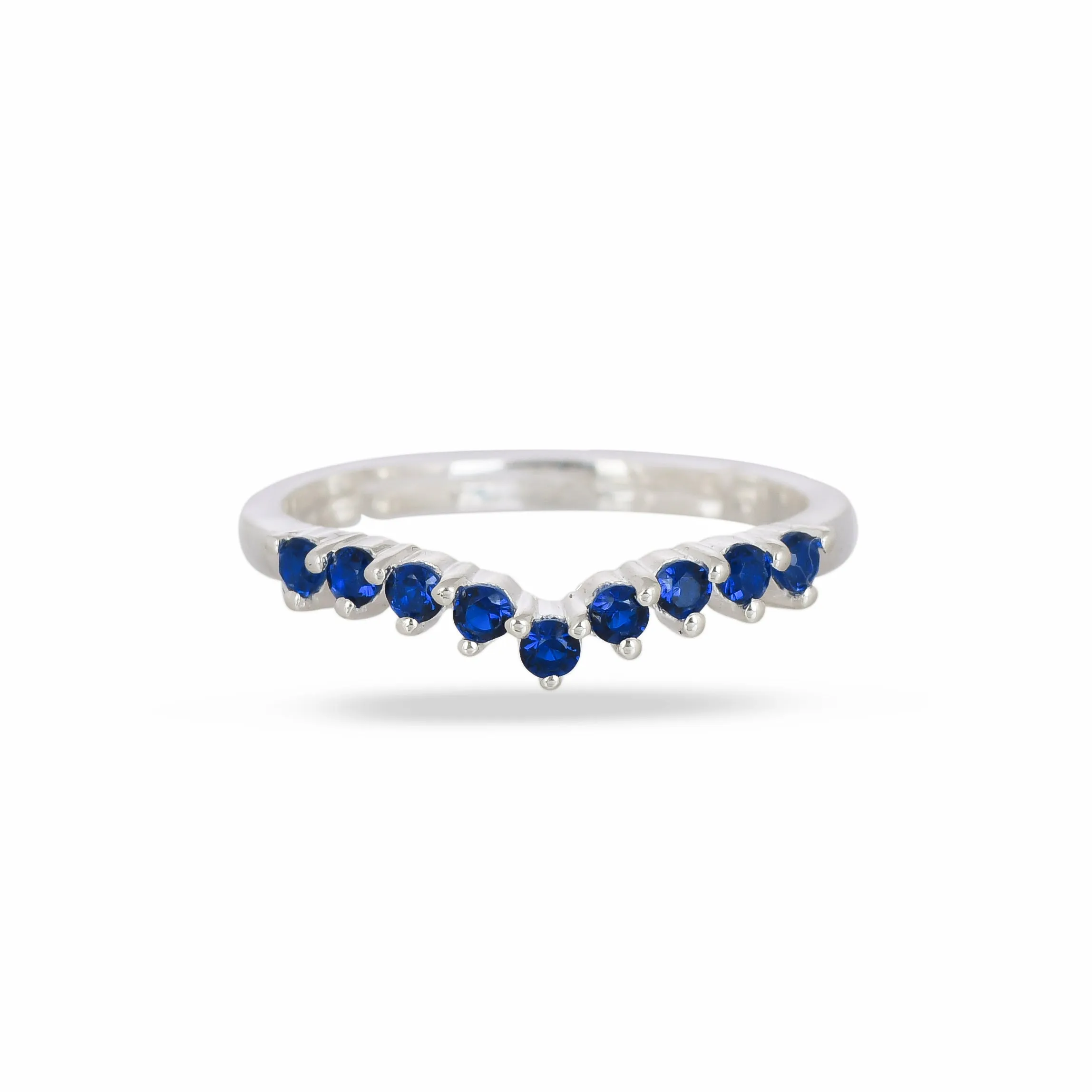 Minimal Blue Cz Chevron Silver Ring - From Purl