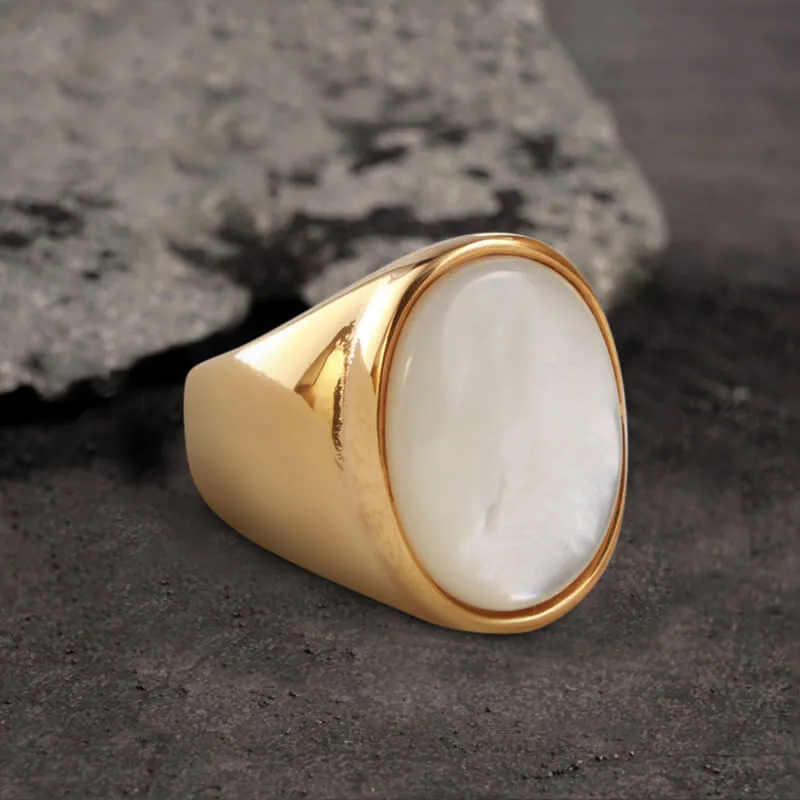 Minimalist Round Shell Stainless Steel Ring