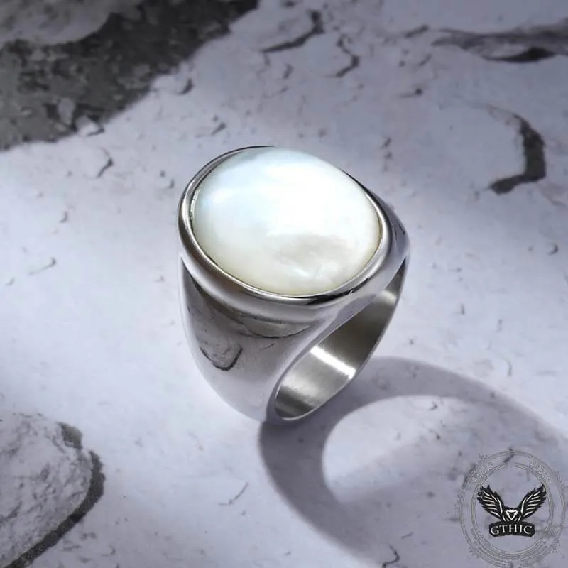 Minimalist Round Shell Stainless Steel Ring