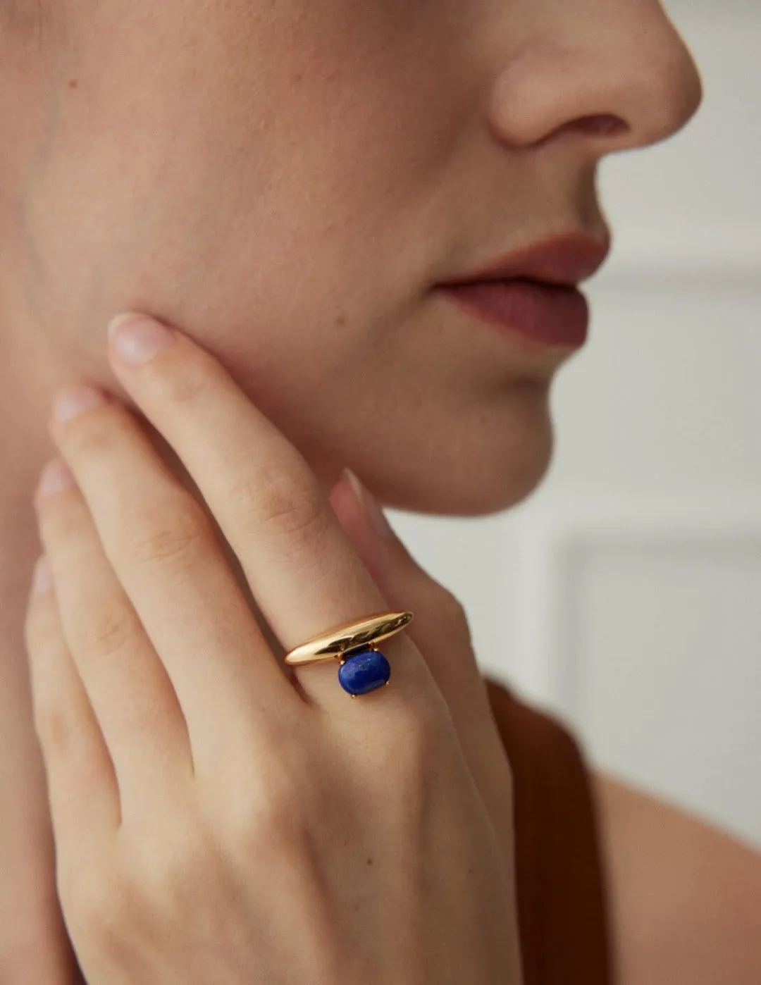 Minimalist Sterling Silver Lapis Lazuli Ring