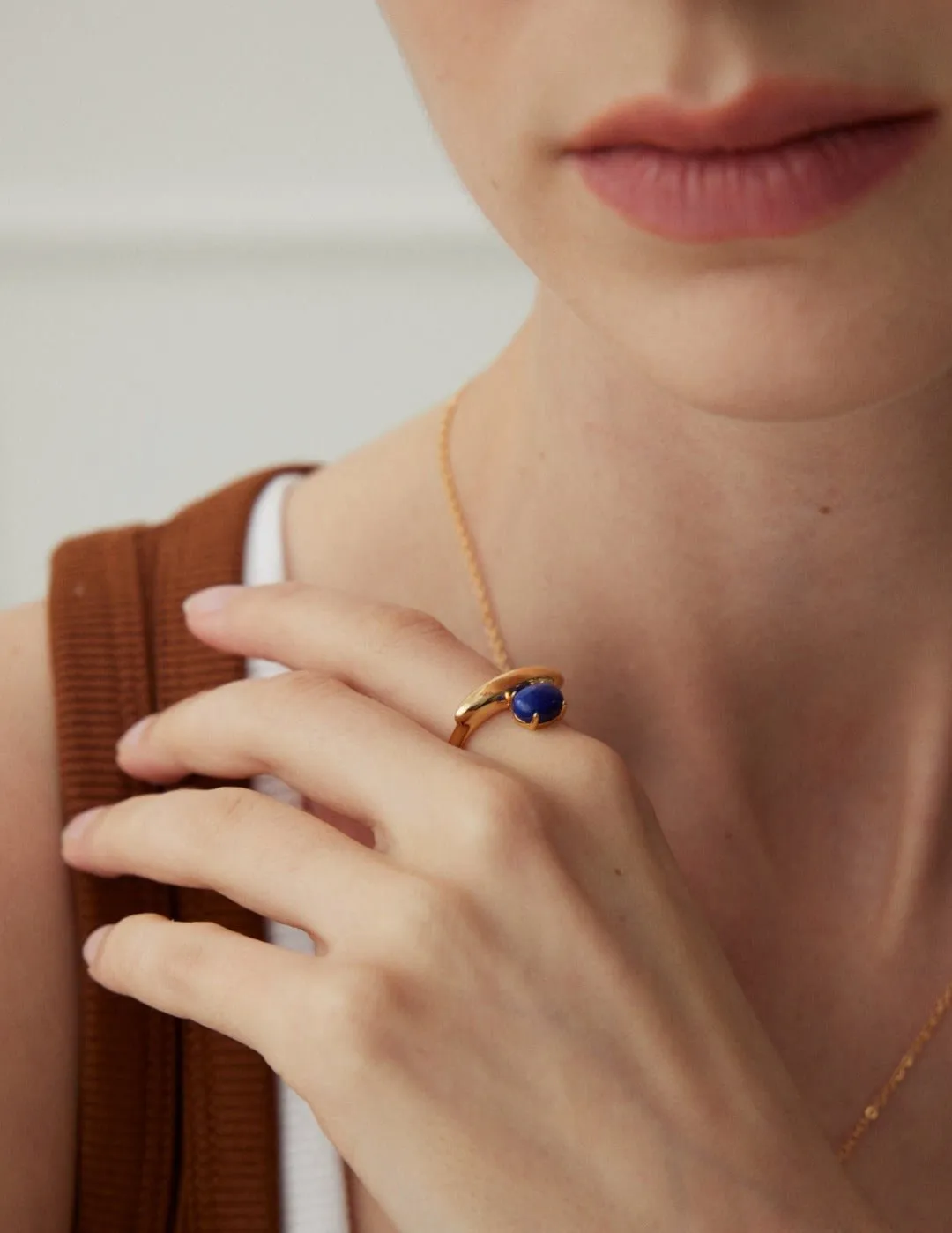 Minimalist Sterling Silver Lapis Lazuli Ring