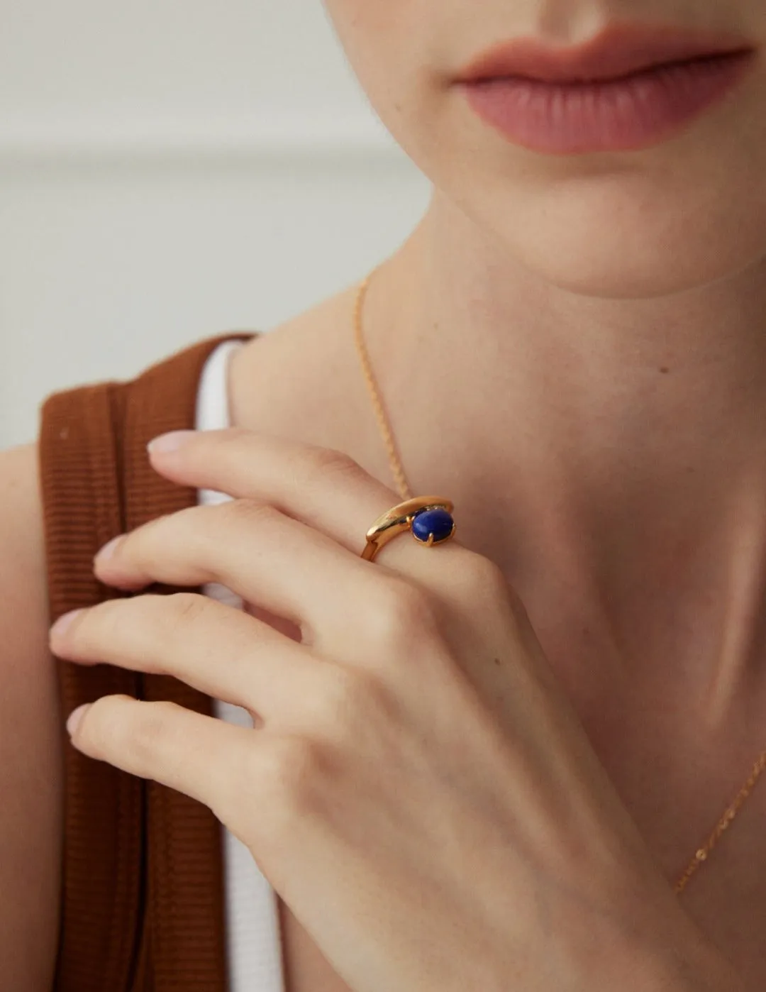 Minimalist Sterling Silver Lapis Lazuli Ring