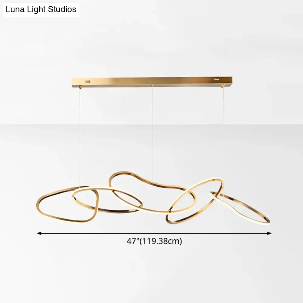 Modern Minimalist Golden LED 5-6 Ring Hanging Light for Dining Room