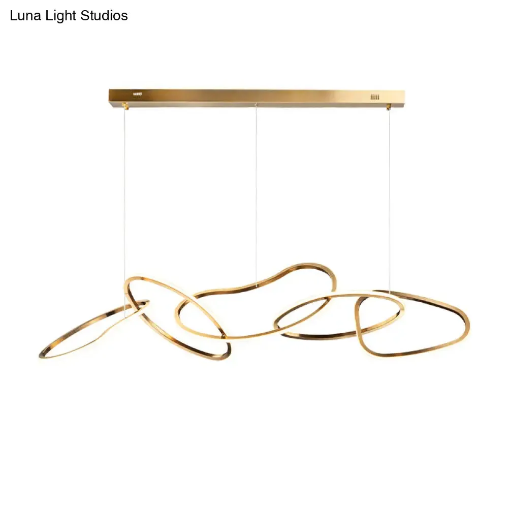 Modern Minimalist Golden LED 5-6 Ring Hanging Light for Dining Room