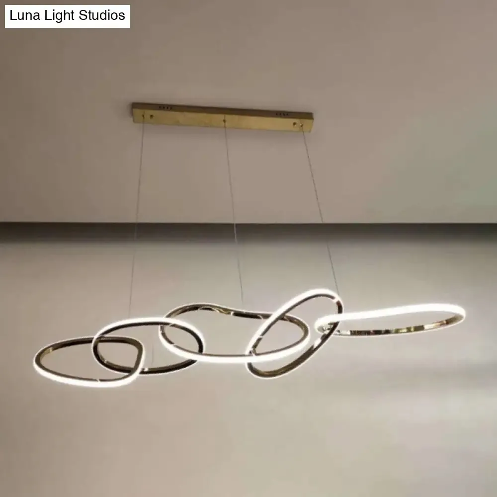 Modern Minimalist Golden LED 5-6 Ring Hanging Light for Dining Room