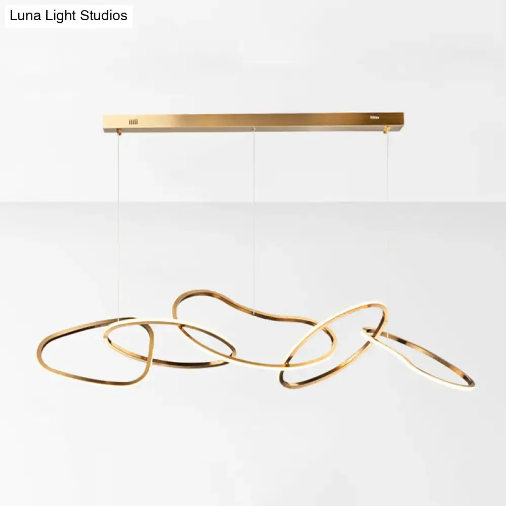 Modern Minimalist Golden LED 5-6 Ring Hanging Light for Dining Room