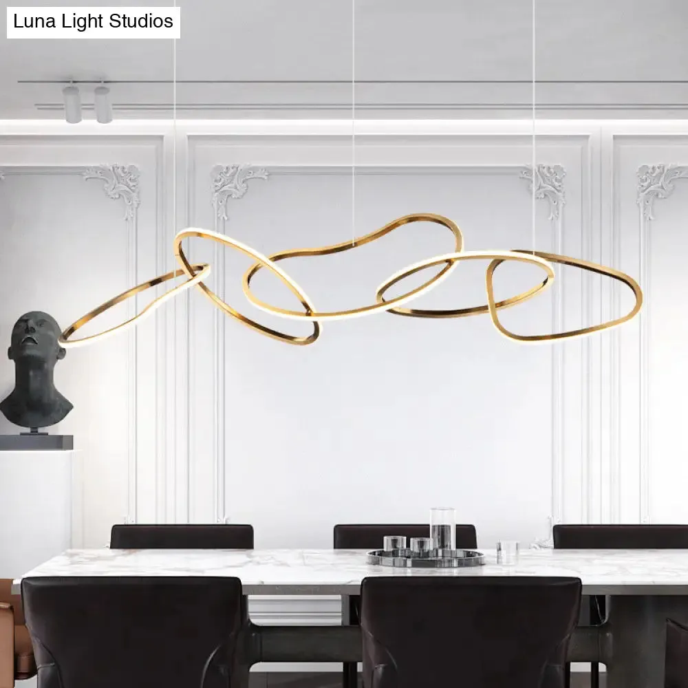 Modern Minimalist Golden LED 5-6 Ring Hanging Light for Dining Room