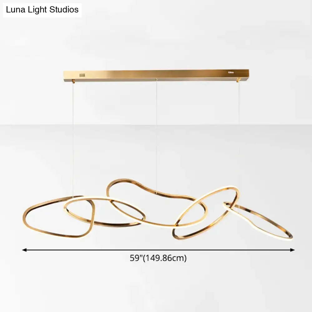 Modern Minimalist Golden LED 5-6 Ring Hanging Light for Dining Room