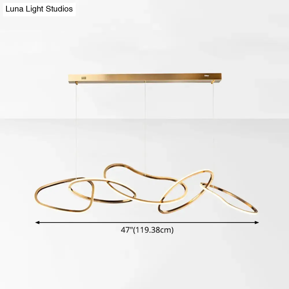 Modern Minimalist Golden LED 5-6 Ring Hanging Light for Dining Room