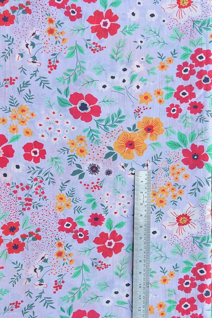 Multicolor Floral Printed Art Silk Fabric