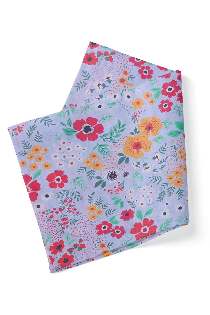 Multicolor Floral Printed Art Silk Fabric