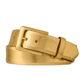 Narrow Karung Belt with Covered Buckle - Gold