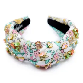 New! Hand Sewn Easter Liberty Jeweled Knot Headband