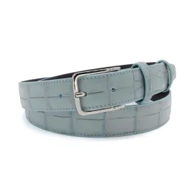 Pale Blue Narrow Mock Alligator Prong Belt