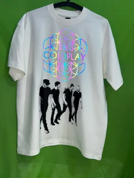 Premium Coldplay Holographic Logo Concert T-Shirt - Luxury Oversized French Terry Cotton